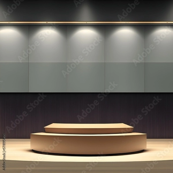 Fototapeta Empty stage with spotlight. Created with generative AI tool