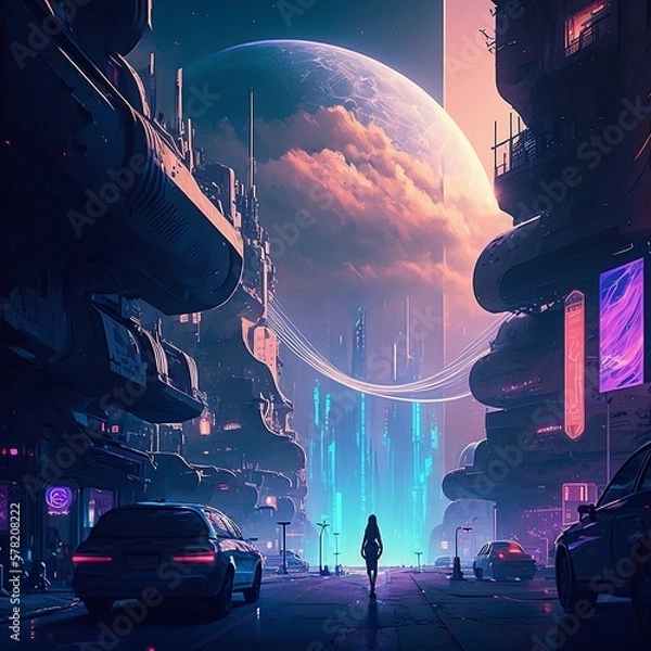 Fototapeta Anime Sci-fi landscape 