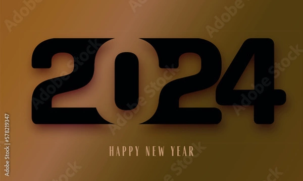 Fototapeta 2024 happy new year text design with modern numbers. Graphic gold background. Holiday vector illustration. Golden metallic design