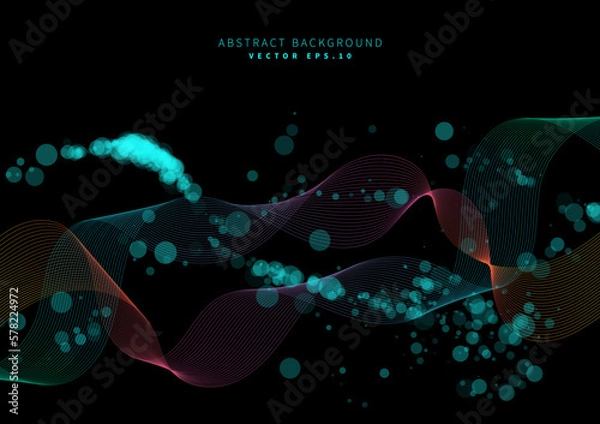 Fototapeta aurora striped particle dots liquid motion technology science theme modern art background use for advertisment poster website banner landing page product package design vector eps.