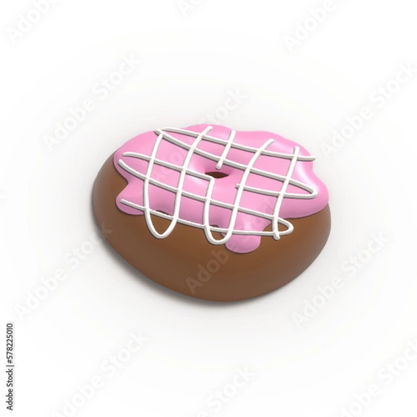 Fototapeta Glazed Chocolate Donut 3d rendered realistic design set of elements. Sweet food, donuts with sprinkle. 3d Render illustration isolated on white background with alpha channel.