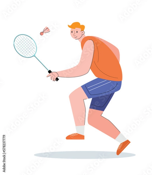 Fototapeta people holding a racket. athlete play badminton vector illustration	
