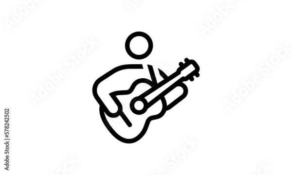 Fototapeta guitarist vector icon entertainment performance outline style black and white background 