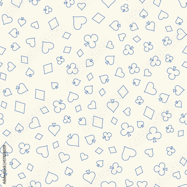 Fototapeta Symbols of Suits Card Seamless Pattern Background. Gambling hand drawn.