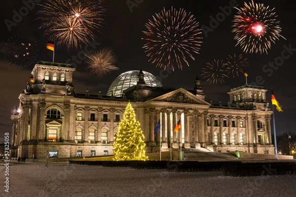 Obraz bundestag mit feuerwerk