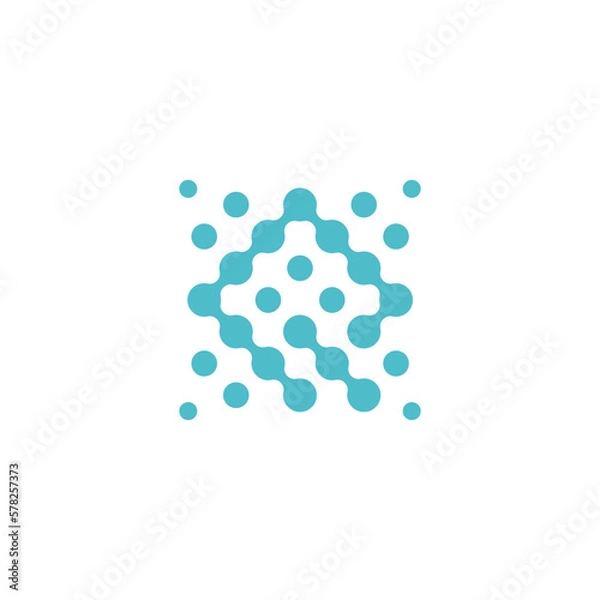 Fototapeta Q Letter with Atom Nodes Connected Dots Circles Network Logo Design Vector