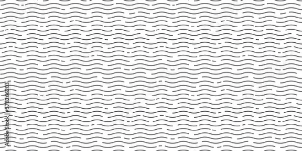 Fototapeta wave seamless pattern gift wrapping paper doodle tile background repeat wallpaper abstract isolated illustration design