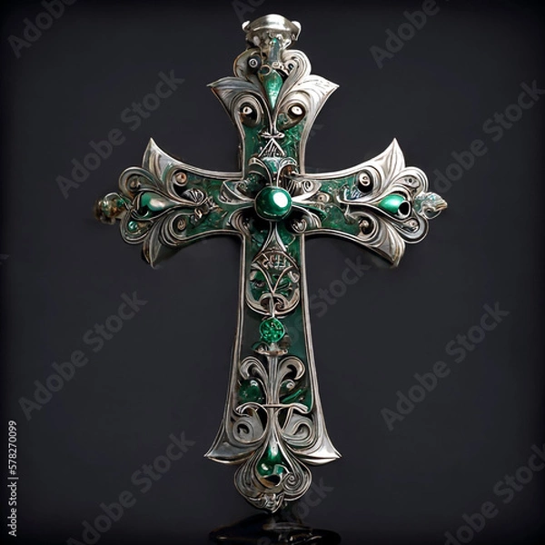 Obraz shining silver cross, AI Generated