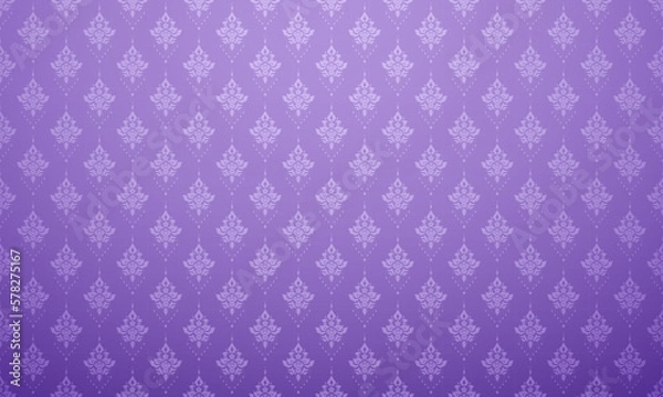 Obraz Luxury Thai pattern soft purple background vector illustration. Lai Thai element pattern. Lavender color
