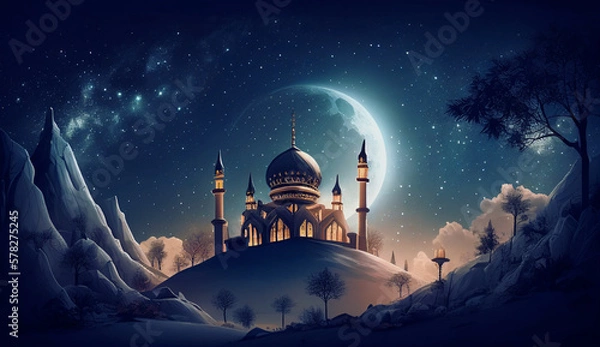 Obraz scene with mosque, AI Generated