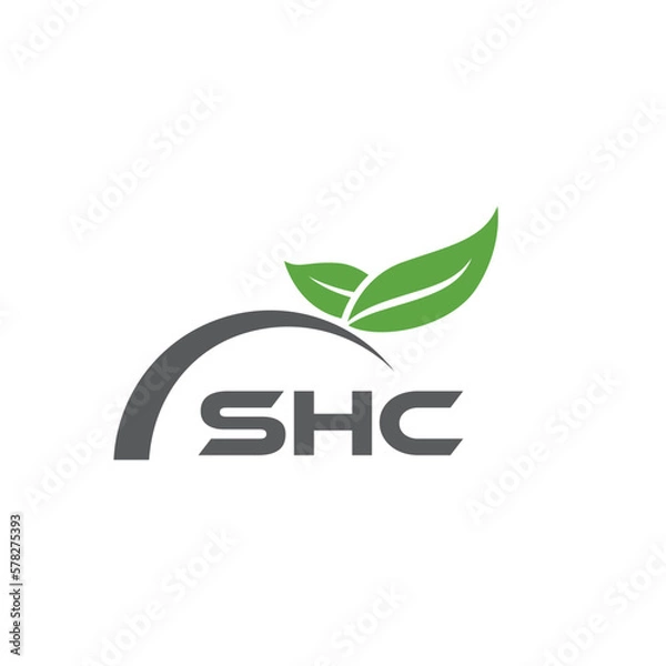Fototapeta SHC letter nature logo design on white background. SHC creative initials letter leaf logo concept. SHC letter design.
