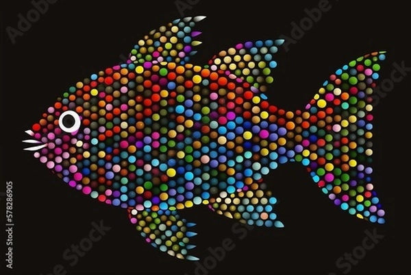 Obraz A dotted colourful fish illustration