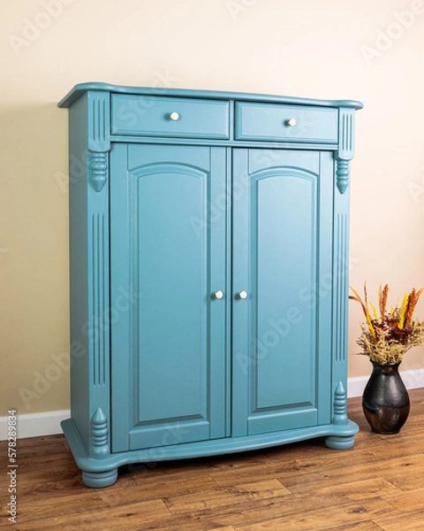 Fototapeta Vertiko in blue color after renovation. Do it yourself project