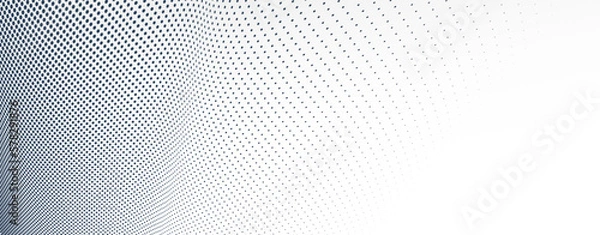 Fototapeta Grey dots in 3D perspective vector abstract background, dotted pattern cool design, wave stream of science technology or business blank template for ads.