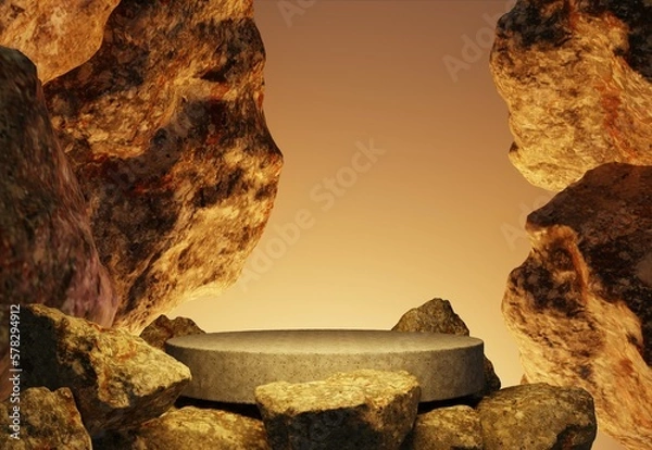 Obraz podium stone rocks 3d render