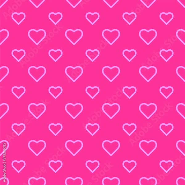 Fototapeta Endless seamless pattern of hearts  Pink vector hearts. For wrapping paper cloth print. Vector illustration Textile swatch Fabric design. Pattern with hearts. Celebration. Linear Heart. Stylish design