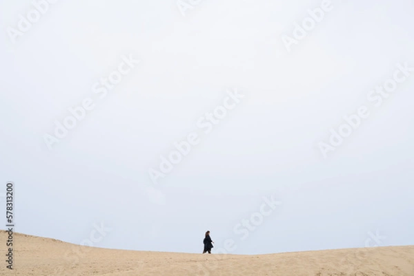 Obraz 砂丘を歩く女性
