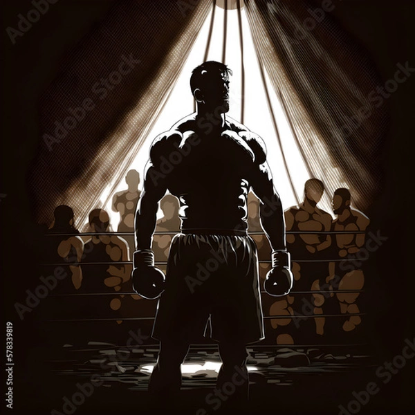 Fototapeta Boxer Art. Sportsman. Outlines. AI Generative