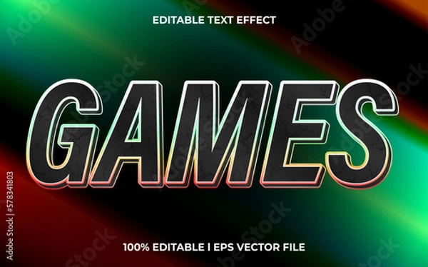 Fototapeta games 3d text effect and editable text, template 3d style use for game tittle