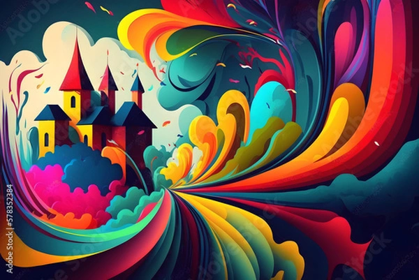 Fototapeta Abstract colorful background with castle wallpaper design 