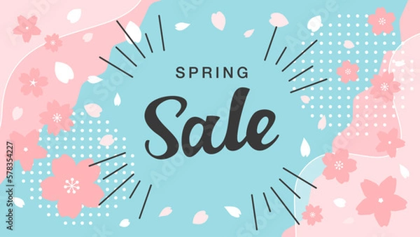 Obraz 春の新生活セール、桜のスプリングセールのベクター背景イラスト素材