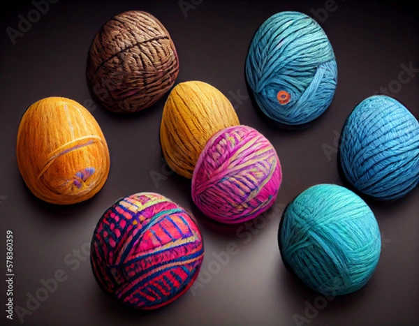 Obraz Colorful knitted Easter eggs