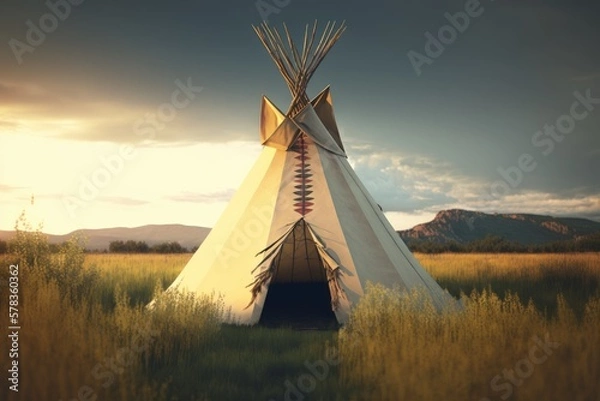 Obraz Traditional native american teepee - embracing the history and culture of indigenous peoples. Generative AI
