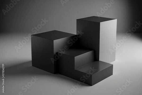 Fototapeta black and white modern minimal square display podium set 3d