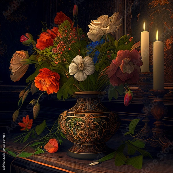 Obraz Colorful Flowers. Generative AI