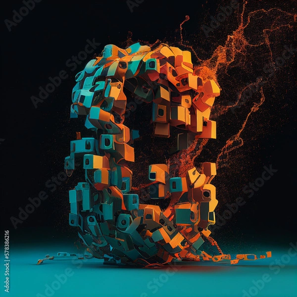 Obraz Block chain. Generative AI