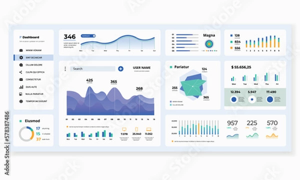 Fototapeta Dashboard UI Design Data Visualization