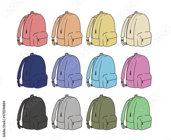 Fototapeta リュックサックのイラストセット