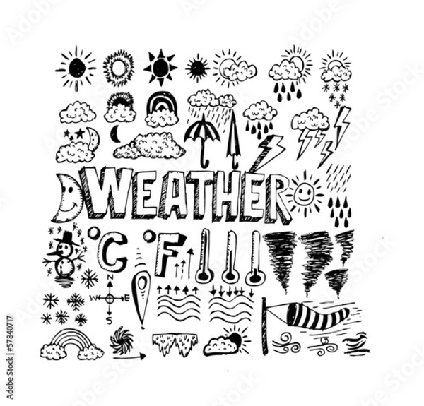 Fototapeta drawing idea of weather symbols widget and icons