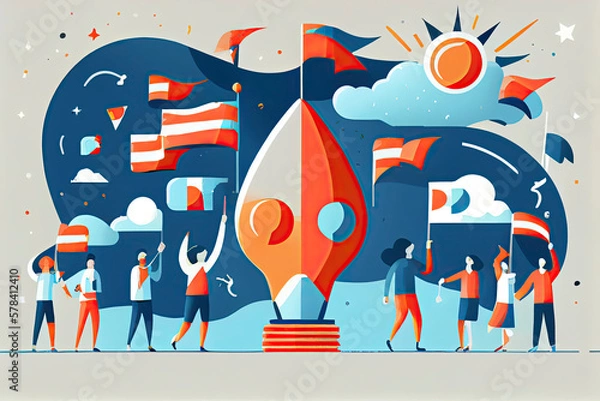 Fototapeta Entrepreneurship, think and develop new idea, organize and launch new innovation product