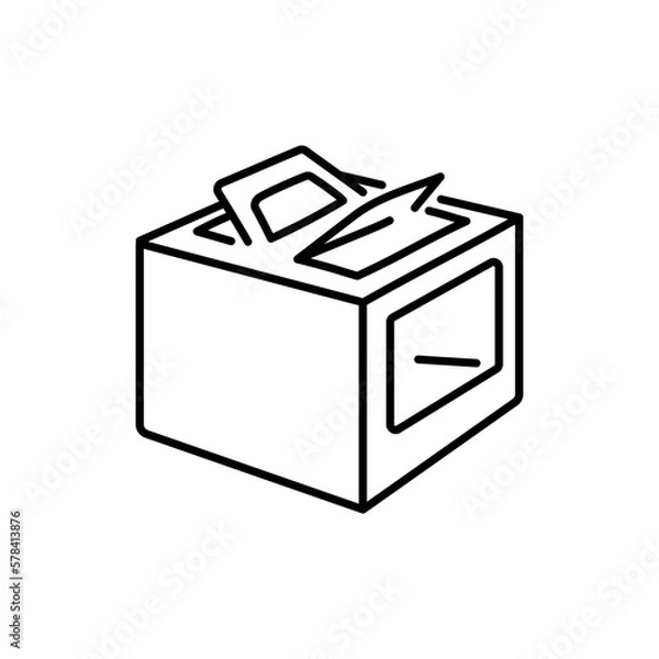 Fototapeta Cardboard packaging for a cake black line icon.