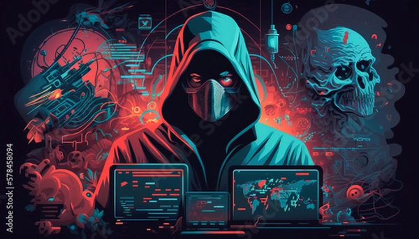 Fototapeta Cybersecurity Analytics: Monitoring and Protecting Your Network from Cyber Attacks - ai generated