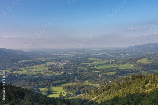 Fototapeta Mountain village Celadna on valley in Beskid Mountains