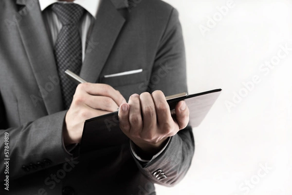 Obraz Accounting.Business records in the men's hands