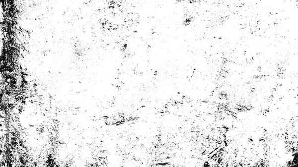 Fototapeta Monochrome texture composed of irregular graphic elements. Distressed uneven grunge background. Abstract vector illustration. Overlay for interesting effect and depth. Isolated on white background.