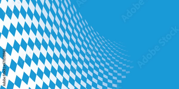 Fototapeta Bavarian Oktoberfest pattern with blue and white rhombus Flag of Bavaria Oktoberfest blue checkered background. Vector diamonds background with copy space for text.