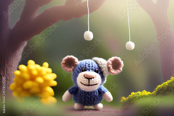 Fototapeta Cute little bear with hat.  Created with ai technologies