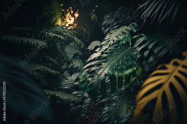 Obraz leafy jungle palms daylight