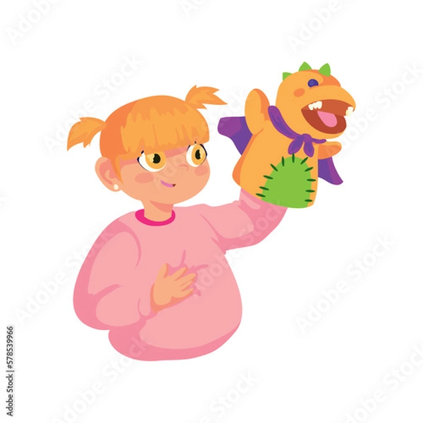 Fototapeta girl with a puppet