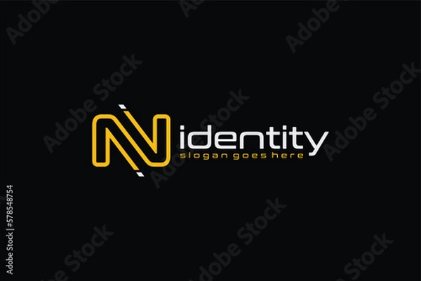 Fototapeta Luxury letter N with lines concept. Very suitable for symbol, logo, company name, brand name, personal name, icon and many more.