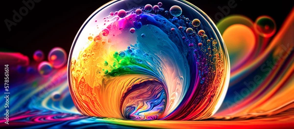 Fototapeta Swoosh of colors. Liquid colors swoosh in a transparent orb. spinning like a tsunami wave. generative AI.