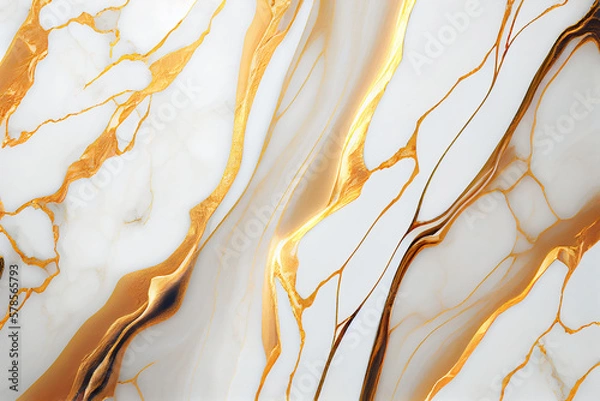 Fototapeta natural white marble pattern texture design with golden veins, marble stone for wall and floor tile. wallpaper background.	