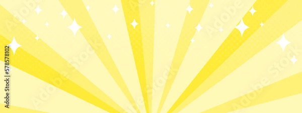 Fototapeta 集中線　シンプル　使いやすい　横　横長 黄色　金色 キラキラ