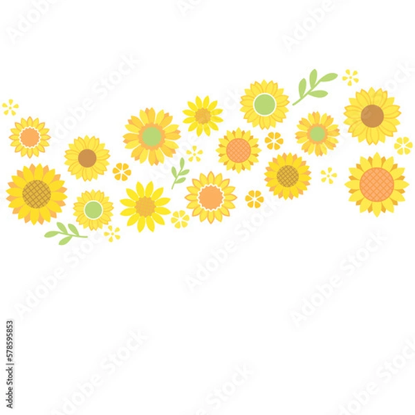 Fototapeta ひまわり　背景　フレーム　イラスト