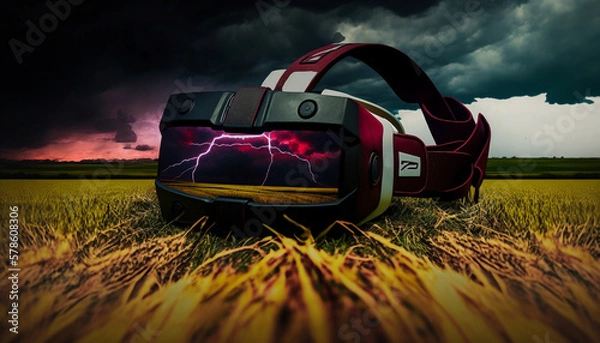 Fototapeta Metaverse, Future game and entertainment digital technology, VR virtual reality glasses, Generative AI.