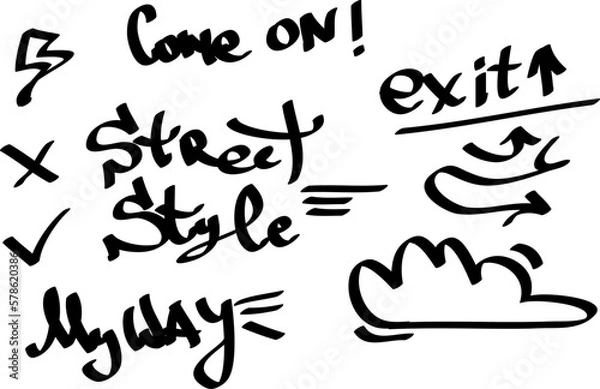Obraz Modern graffiti tags on a white background. Vector art.